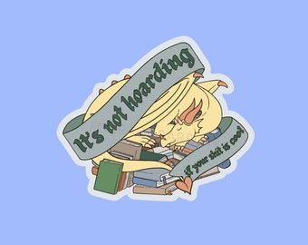 Funny Dragon Hoarding Books Vinyl Sticker | D&D Laptop Decal