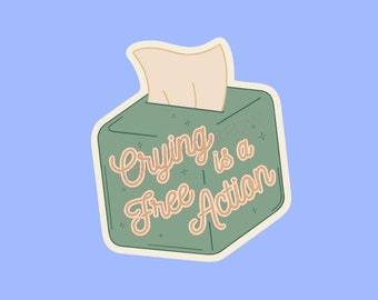 Crying is a Free Action Vinyl Sticker | D&D TTRPG Laptop Decal