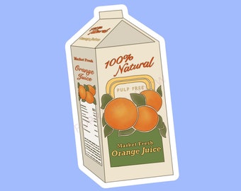 Orange Juice Carton Vinyl Sticker | Farmers Market Aesthetic