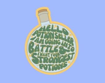 Potion Seller Meme Vinyl Sticker | Funny RPG Laptop Decal