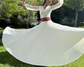 Handmade Sufi Whirling Skirt: Maserati Crepe Fabric