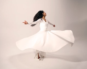 Sufi Whirling Dance Skirt: Fluid Diving Fabric, Custom Made