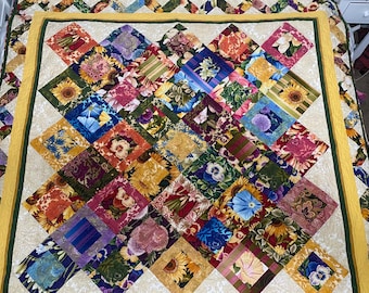 One of a kind Squared Flower Show Square Quilt