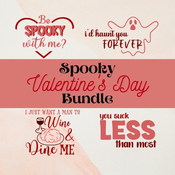 Spooky Lover Bundle SVG, 4 Designs, Edgy Love SVG, Halloween Shirt Cricut Cut File, Couples, PNG