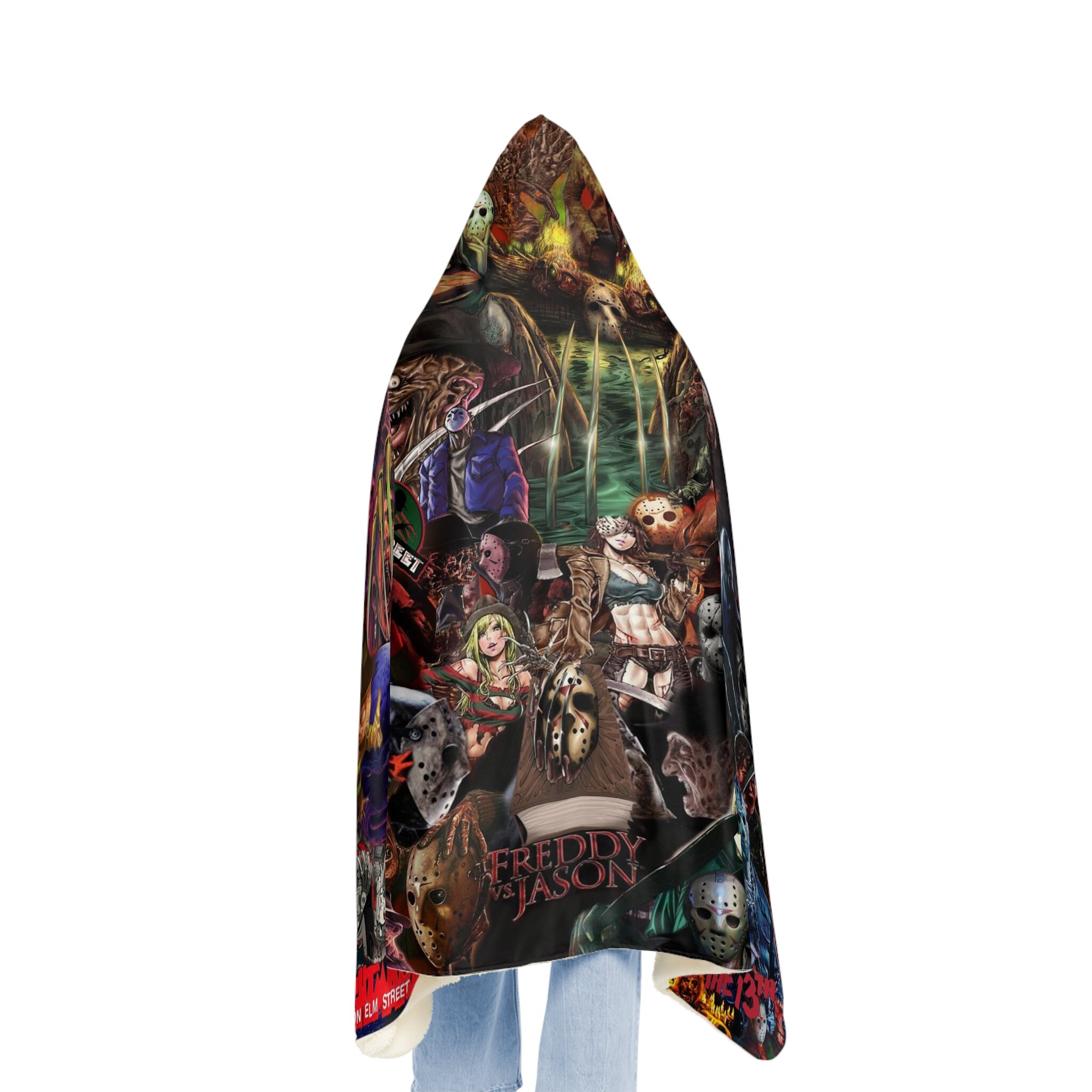 Discover Freddy Vs Jason Hoodie Blanket Horror Movie Blanket Halloween RetroHorror Collection