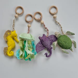 Baby Play Gym| Sea Creature Hanging Toys| Jellyfish Seahorse Stingray Turtle| Hanging Rattle Felt Toys| Soft Sea Animal Toy| Pregnancy Gift