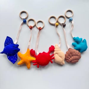 Baby Play Gym Toys Sea Animals, Custom Felt Ocean Toys, Montessori Hanging Toys for Newborn – Sensory Marine Set – Baby Shower Gift Idea