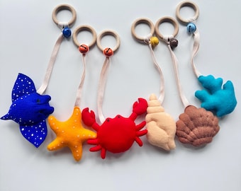 Baby Play Gym Toys Sea Animals, Custom Felt Ocean Toys, Montessori Hanging Toys for Newborn – Sensory Marine Set – Baby Shower Gift Idea