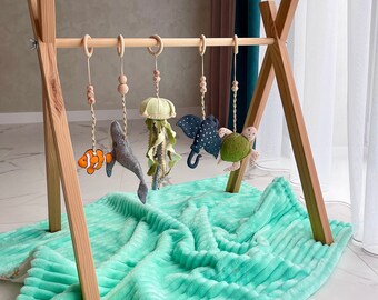baby play gym Wooden baby gym frame Baby gym set Baby gym toys Toddler activity center Foldable frame hanging bar Hanging sensory toys gift