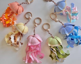 Wooden Baby Play Gym Set, Soft Jellyfish Hanging Toys, Colorful Sensory Activity Gym, Baby Gym Frame, Baby Gym Toy, Baby Activity Center