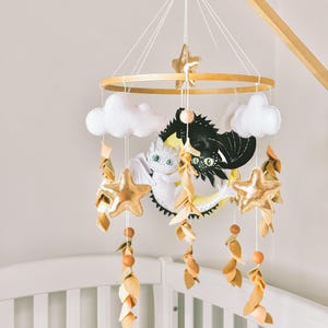 Dragon Baby Mobile, Handmade Nursery Decor for Baby Girl, Fantasy Crib Mobile, Unique Baby Shower Gift, Soft Felt Dragon Mobile