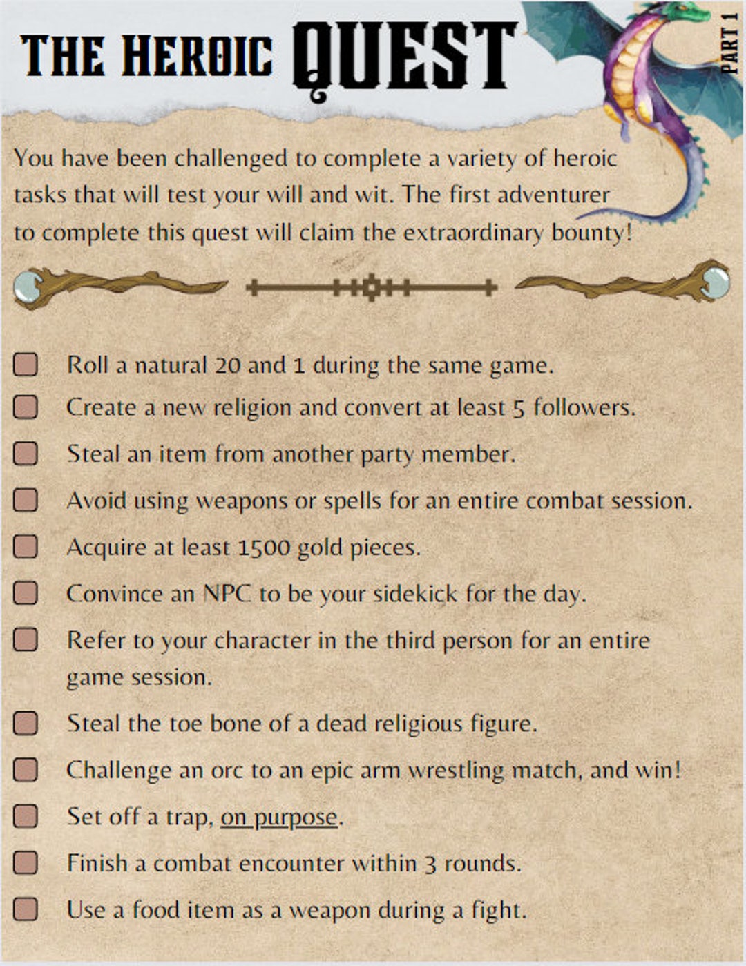 Printable Dnd Scavenger Hunt Etsy