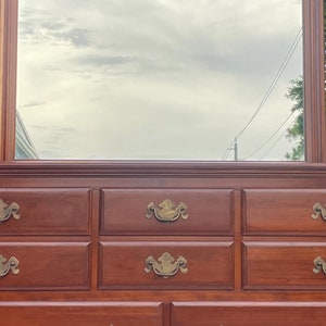 Ethan Allen Early American Solid Cherry Wood Dresser with Mirror