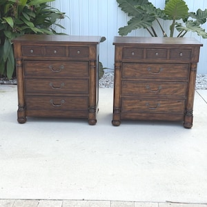 Bernhardt Commonwealth Nightstands Pair Of Vintage Bedside Table Traditional Luxury Bedroom Furniture
