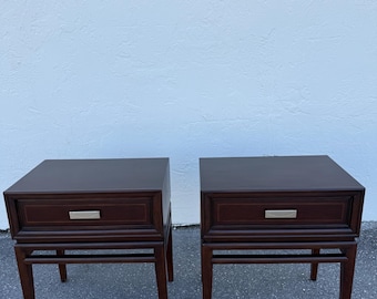 Pair Thomasville Villa Soleil Collection Marble Top Night Chests