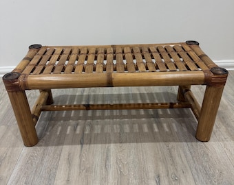 Pelican Reef Vintage Bamboo and Rattan Bench