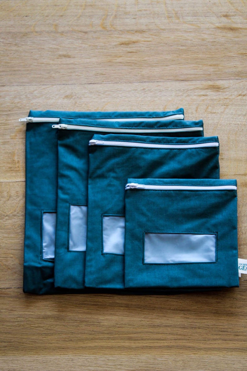 Sac de congélation imperméable et lavable En coton enduit & film alimentaire Vert foncé