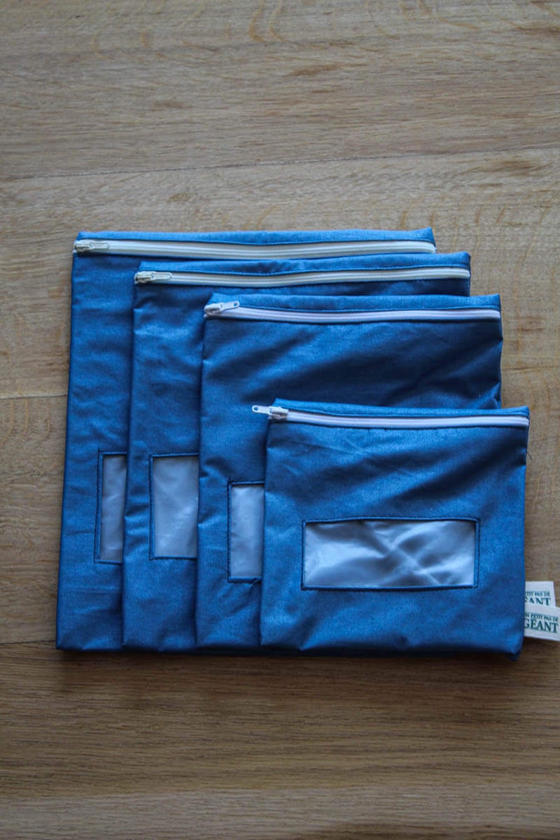 Sac de congélation imperméable et lavable En coton enduit & film alimentaire Bleu