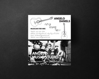Guitar Teacher Business Card Template: Customizable Canva Design (Digital File)