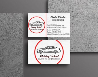 Driving School Business Card Template (Canva)