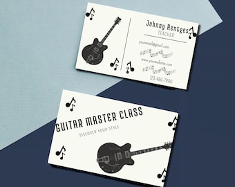 Guitar Teacher Business Card Template: Customizable Canva Design (Digital File)