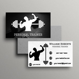 Persönliche Trainer-Visitenkarte | Visitenkartenpaket | Canva-Vorlage | Anpassbare Visitenkarte | .