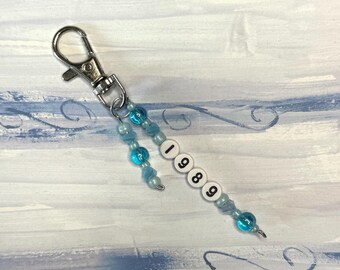 Taylor Swift 1989 album inspired beaded keychain for backpacks, purses, etc.