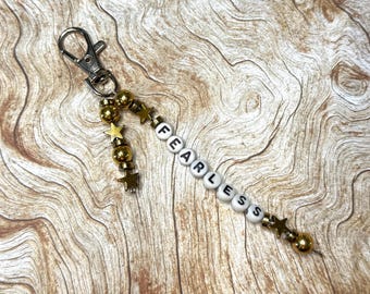 Taylor Swift Fearless inspired beaded keychain for backpacks, purses, etc.