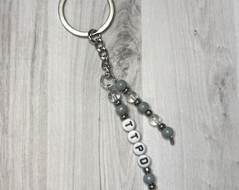 Taylor Swift The Tortured Poets Department inspired beaded keychain for backpacks, purses, etc.