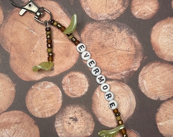 Taylor Swift Evermore album inspired beaded keychain for backpacks, purses, etc.