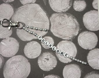 Taylor Swift Folklore album inspired beaded keychain for backpacks, purses, etc.