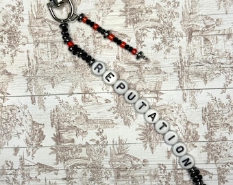 Taylor Swift Reputation album inspired beaded keychain for backpacks, purses, etc.