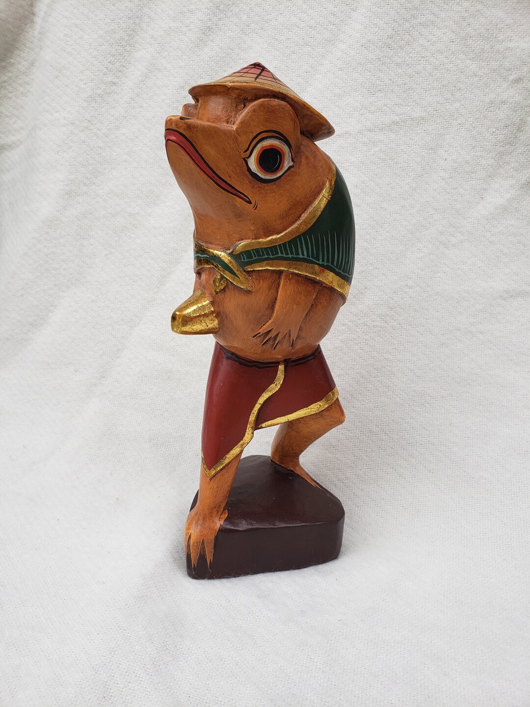 Indonesian Carved Wooden Frog Statue Handmade Anthropomorphic Etsy
