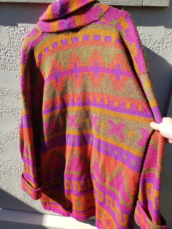 IB Diffusion Colorful Aztec Pattern Long Cardigan… - image 2