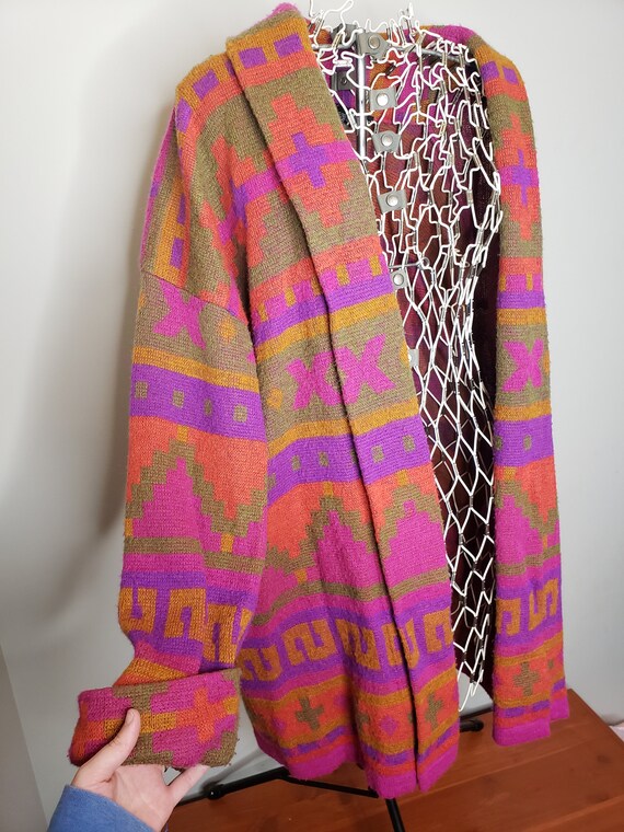 IB Diffusion Colorful Aztec Pattern Long Cardigan… - image 4