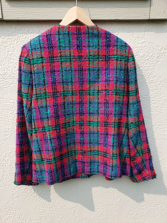 1980s Louben Plaid Boucle Double Breasted Jacket … - image 2