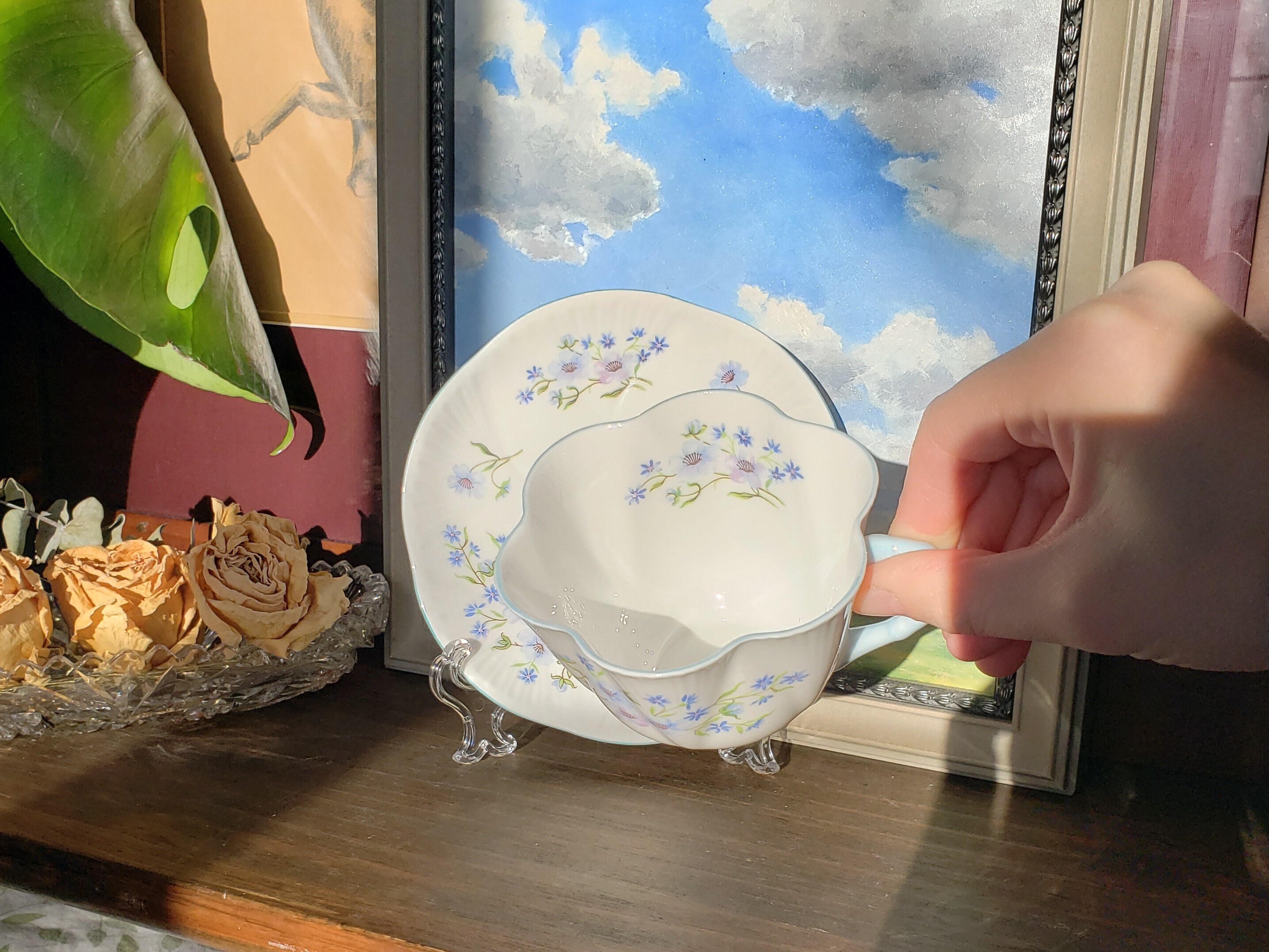 Shelley Blue Rock Teacup Saucer Duo England Fine Bone China Etsy