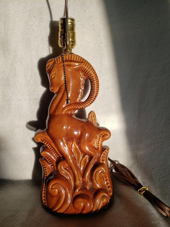 Vintage Ceramic Gazelle Lamp 1950s MCM Art Pottery in the