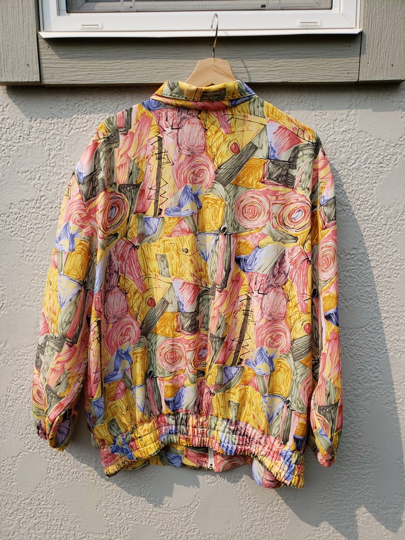 1980s Light Jacket Abstract Postmodern Print Unisex Zippered Etsy