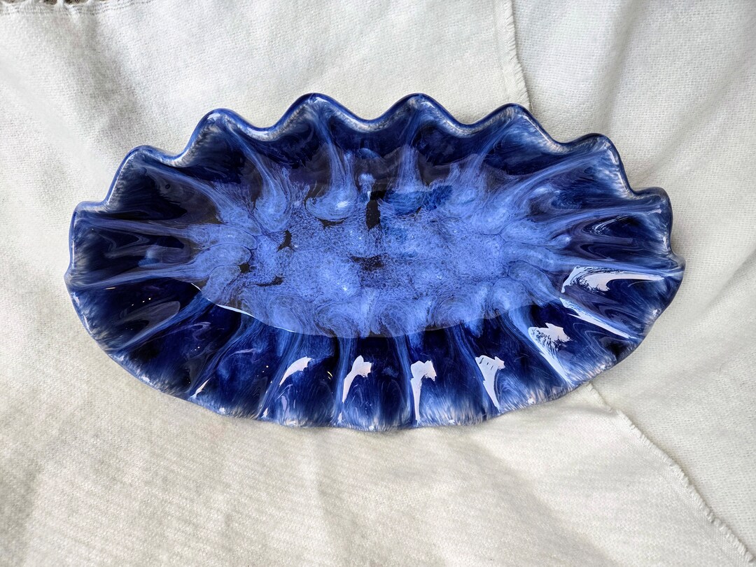 Blue Mountain Pottery Cobalt Blue Drip Glaze Ceramic Oval Dish With ...