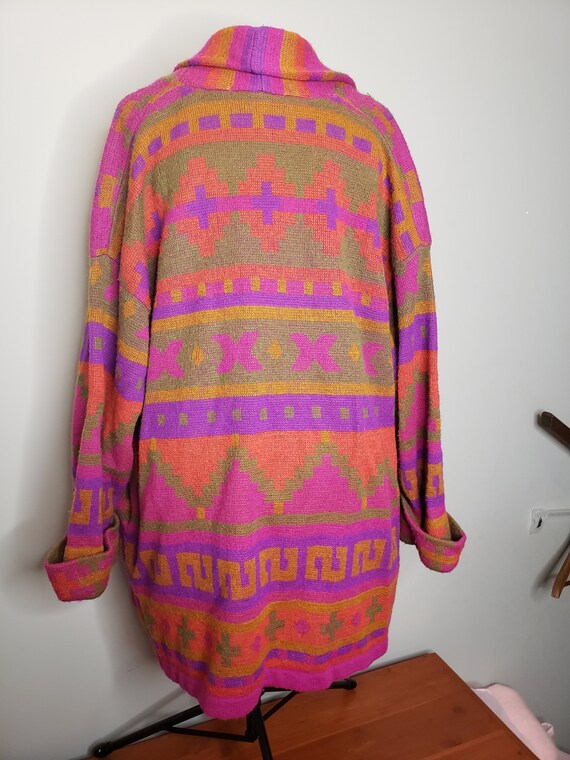 IB Diffusion Colorful Aztec Pattern Long Cardigan… - image 3