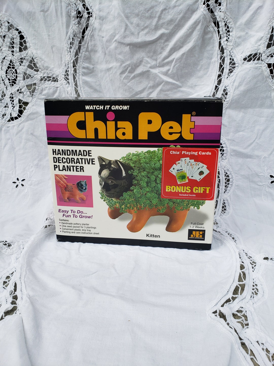 Cat Chia Pet NIB Newer Vintage Novelty Planter Figurine Terracotta Clay