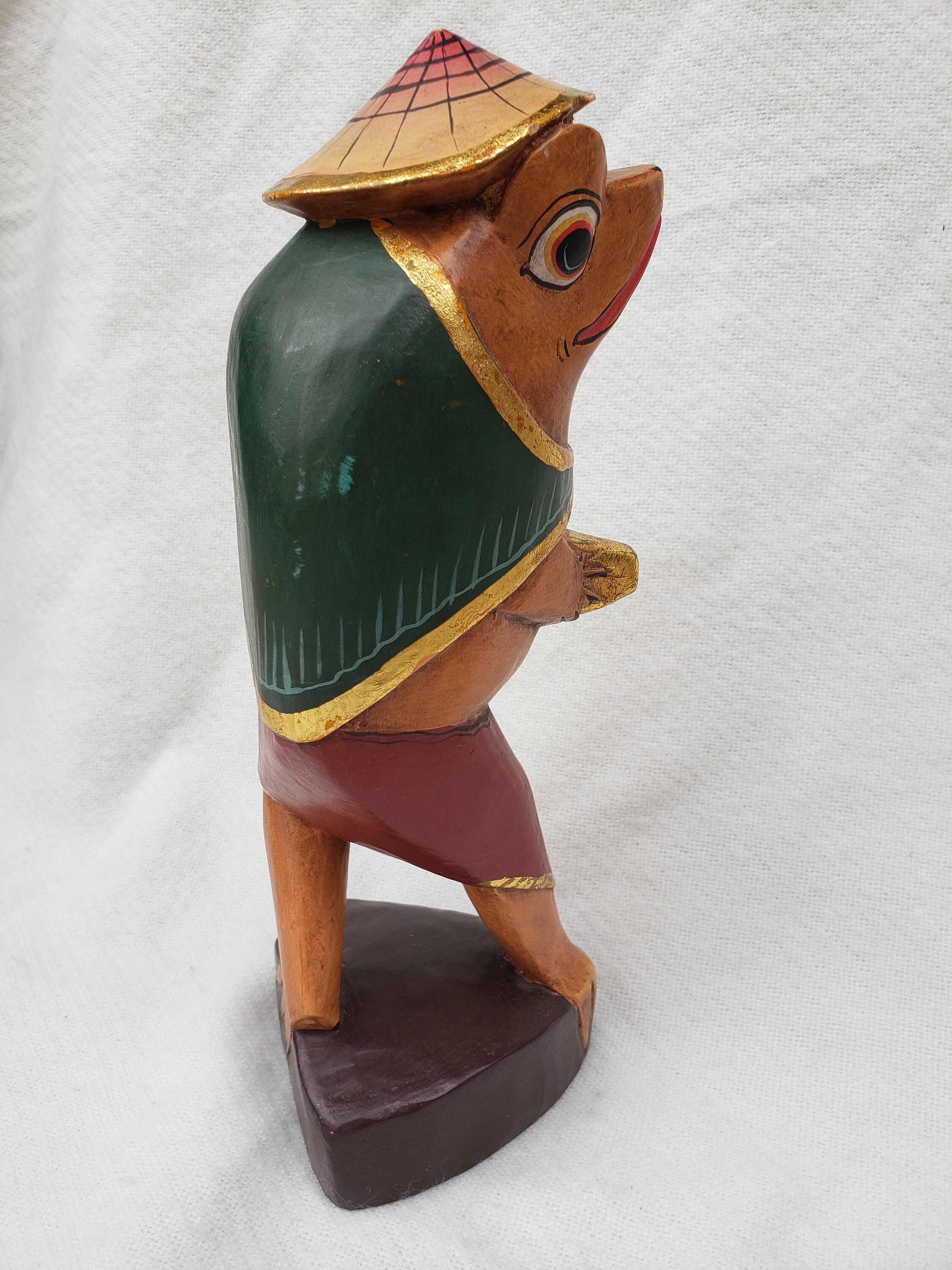 Indonesian Carved Wooden Frog Statue Handmade Anthropomorphic Etsy