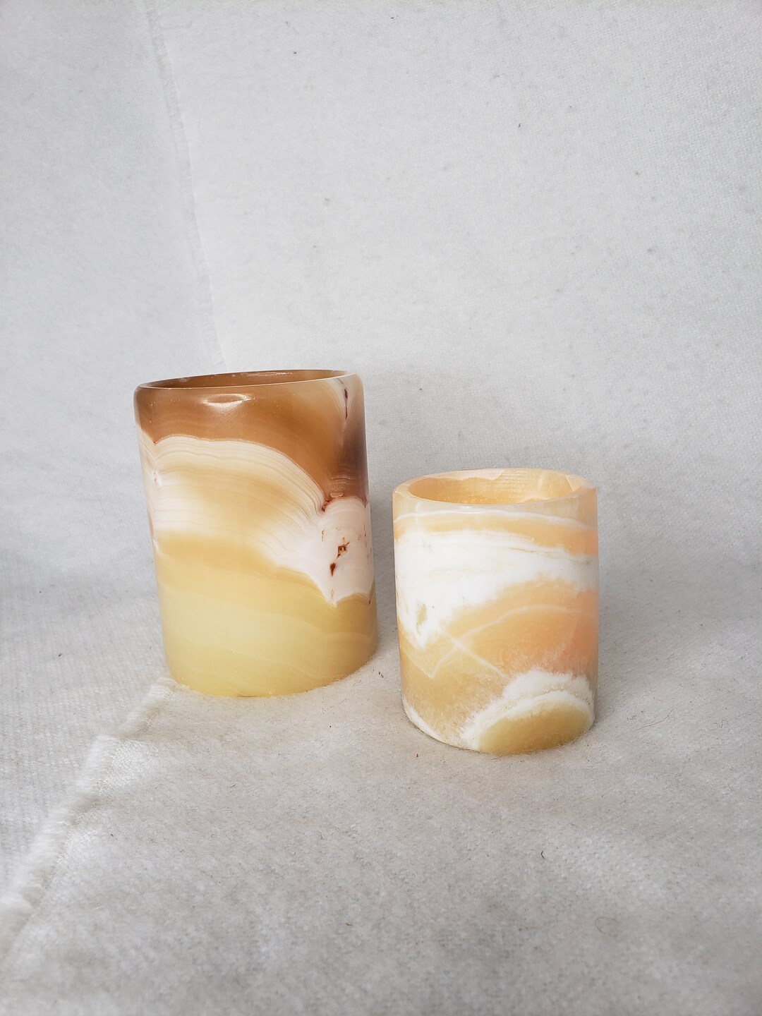 Caramel/honey Onyx Votive Candle Holder Nesting Set of Two Etsy