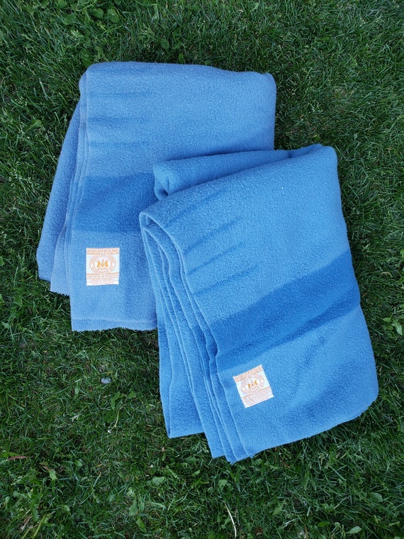 Hudson Bay Company Point Blanket Sky Blue Four Point Vintage Woven Double full Size Vintage Heavy Warm Wool Striped Blanket Made in England Etsy Canada