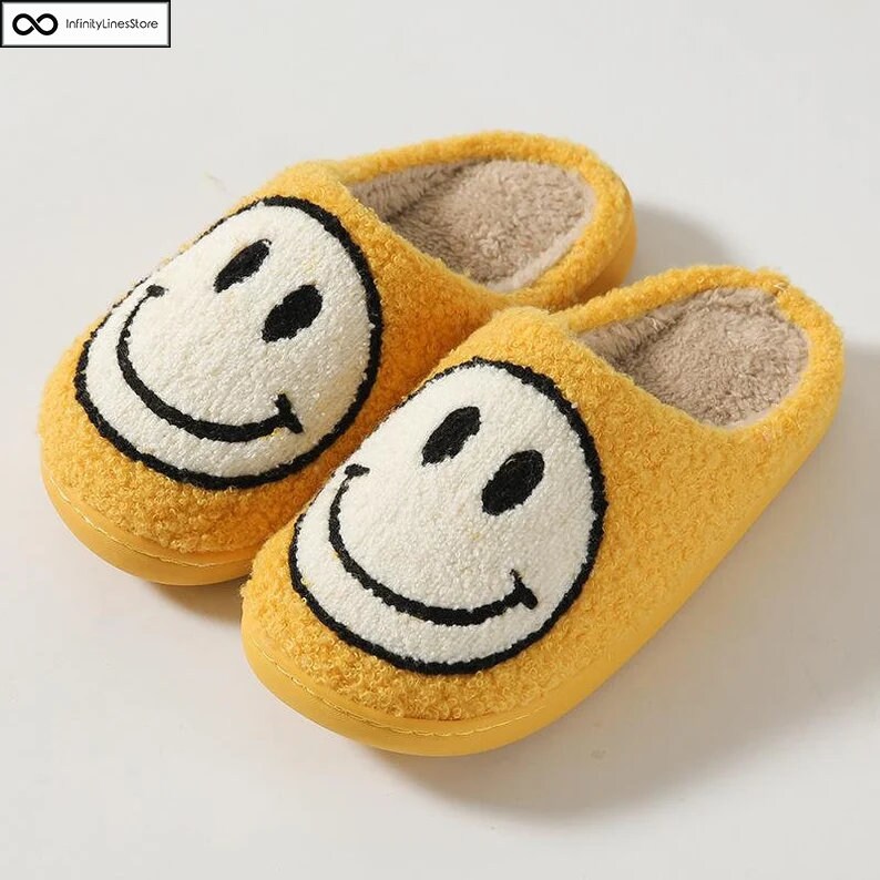 Smiley Face Slippers Happy Face Slippers Smiley Slippers Etsy