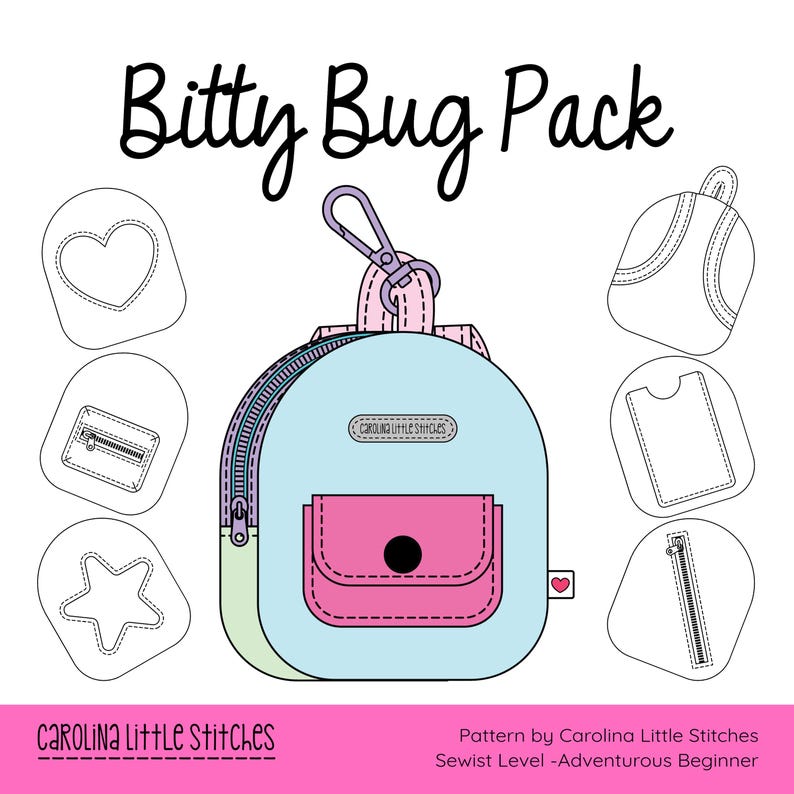 Mini Backpack Sewing Pattern - Bitty Bug Pack by Carolina Little ...