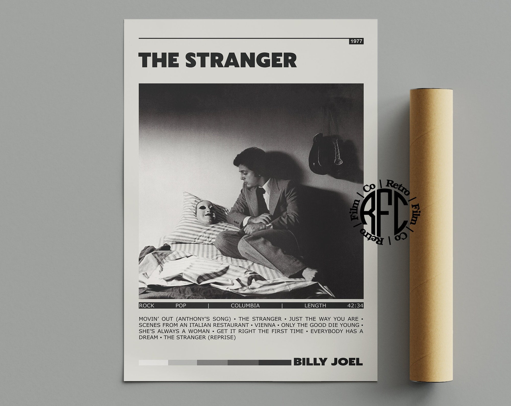Discover Billy Joel The Stranger Retro Album Poster Print | Billy Joel Retro Album Poster