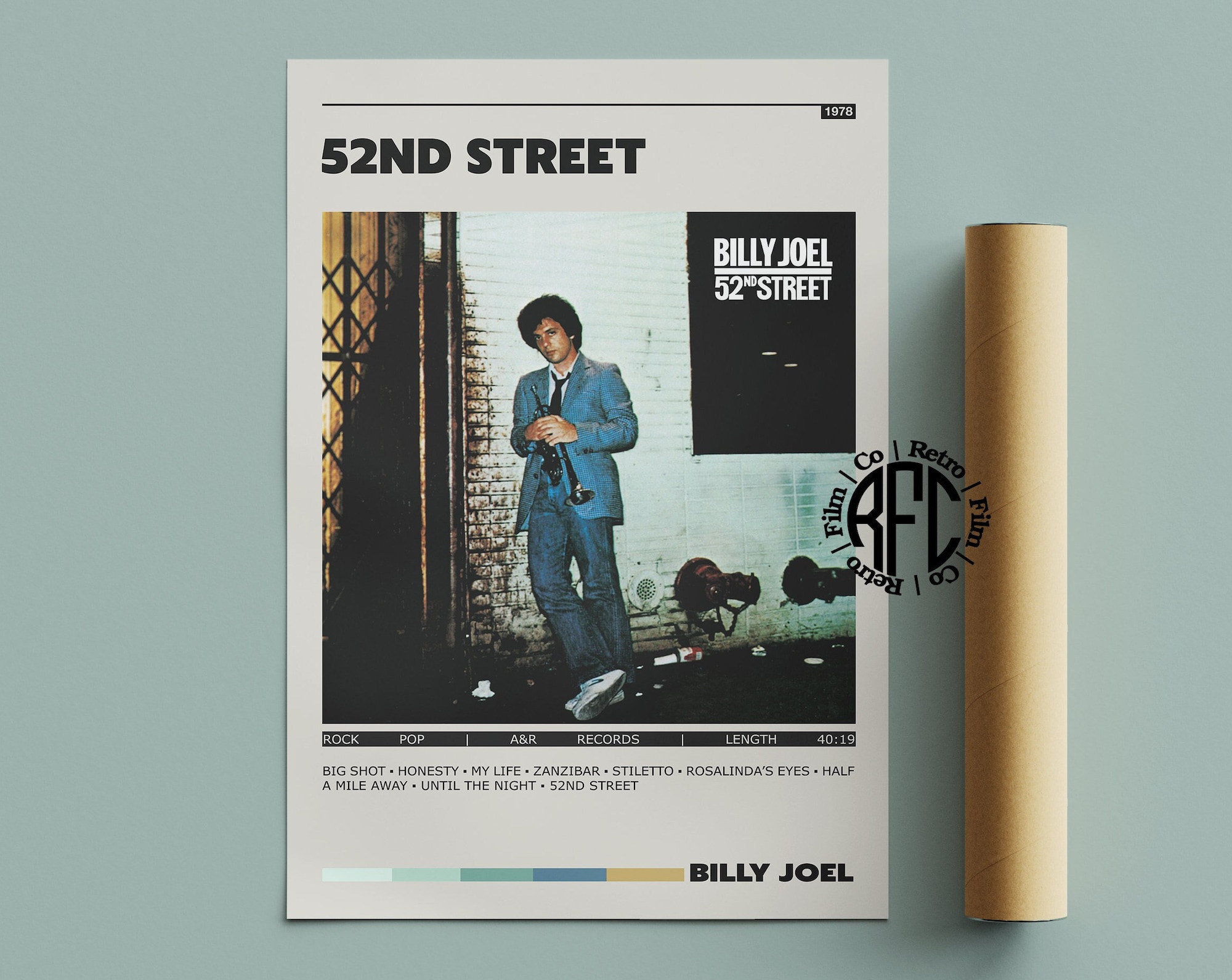 52nd Street Retro Album Poster Print | Billy Joel Retro Album Poster