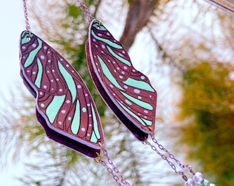 Leather Fairy Wing Drop Earrings